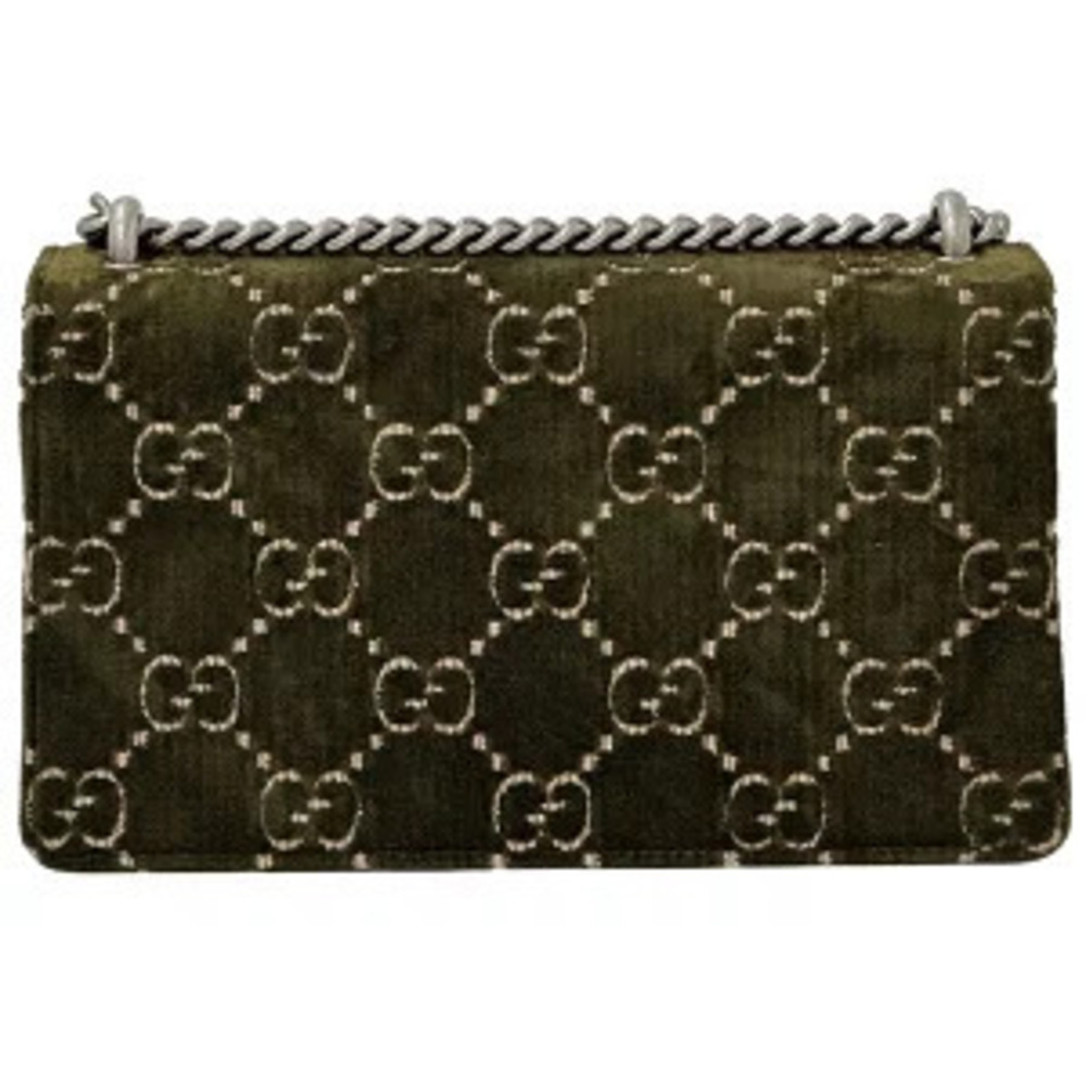 Gucci Bag Dionysus Rhinestones Leather Green Suede GG Khaki
